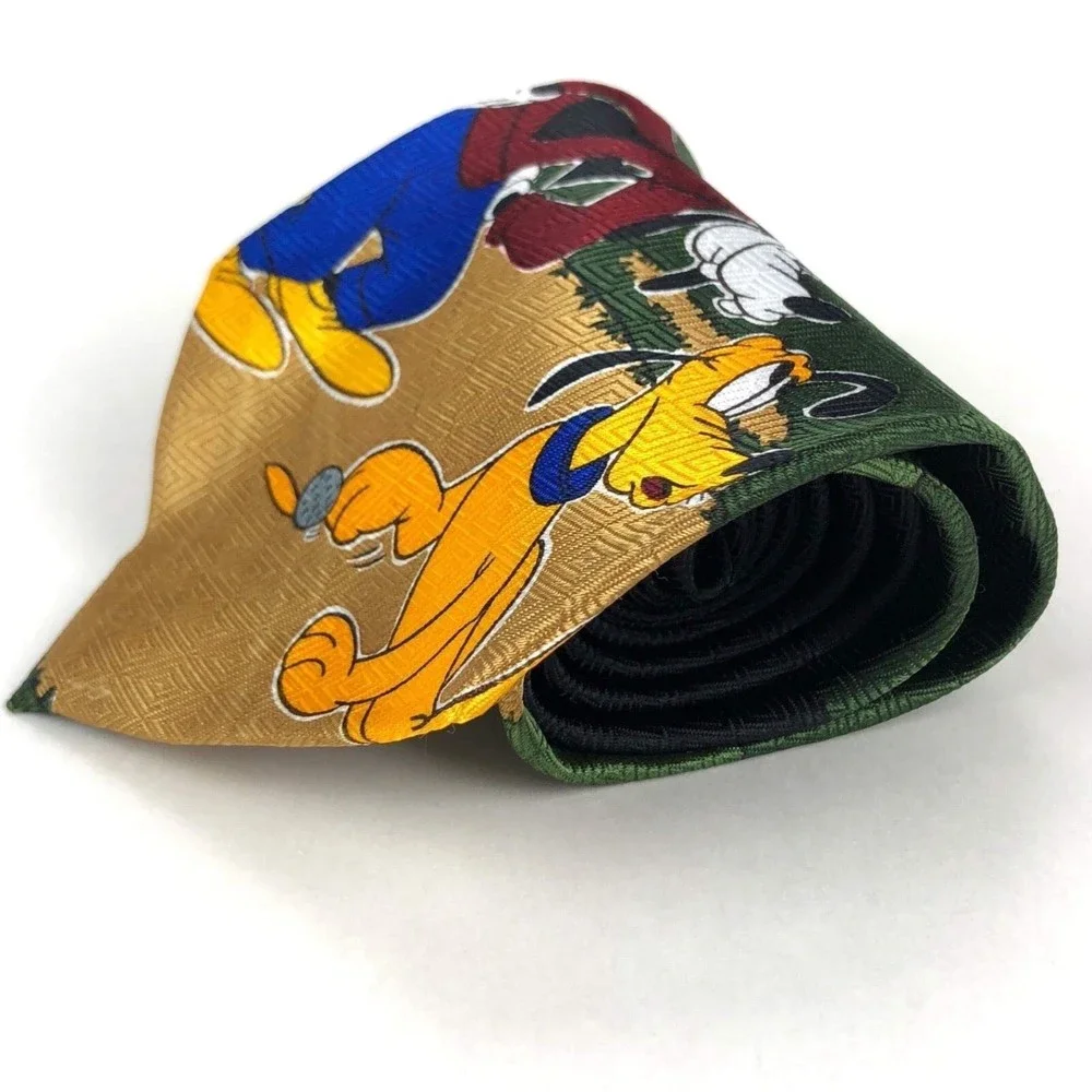 Mickey Unlimited Tie MICKEY MOUSE PLUTO GOOFY Golf Necktie Made In Korea 4x56